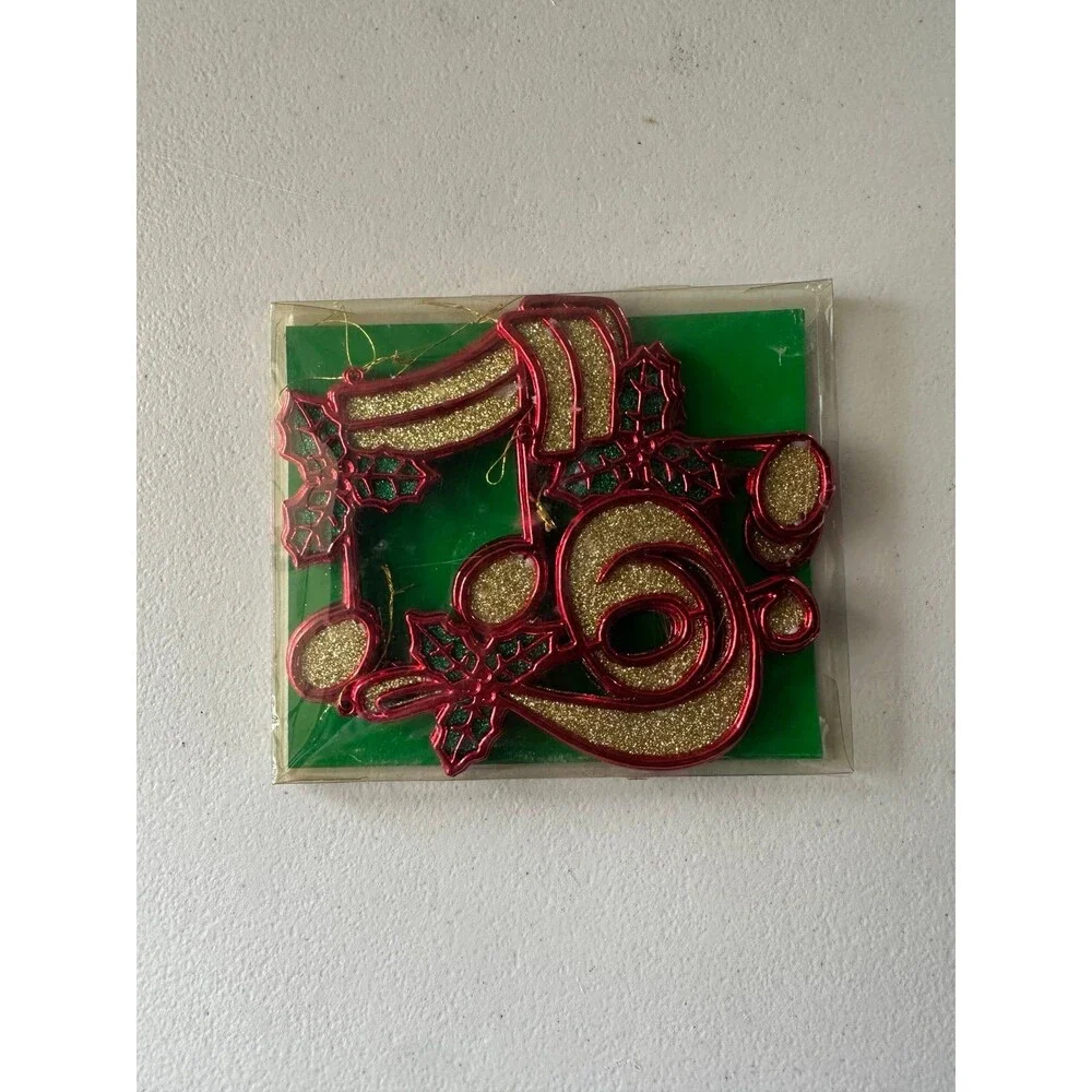 Vintage Kurt S. Adler Set of 9 Plastic Shimmer Musical Notes Christmas Ornaments